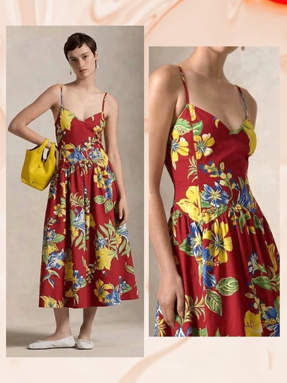 New $498 RALPH LAUREN Tropical Floral Poplin Dress Cottagecore Prairie Wedding